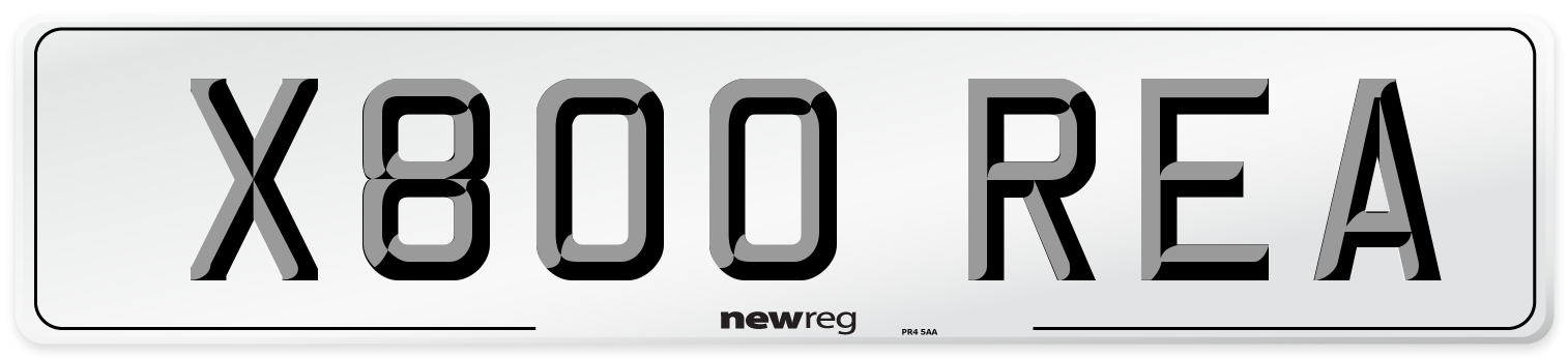 X800 REA Number Plate from New Reg